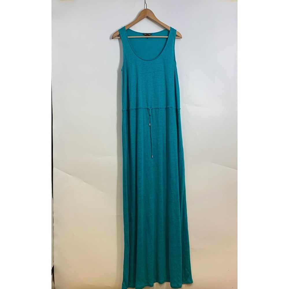 Tommy‎ Bahama Teal Blue Sleeveless Maxi Dress Drawstring Waist Swim Cover SIze S